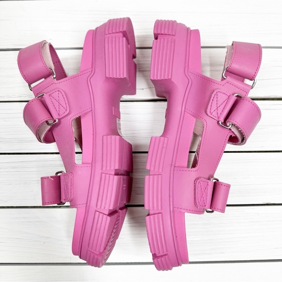 GANNI Recycled Rubber Chunky Logo Pink Platform Sandal 40 - Picture 8 of 12